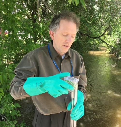 Dr. Tony Murphy taking samples.