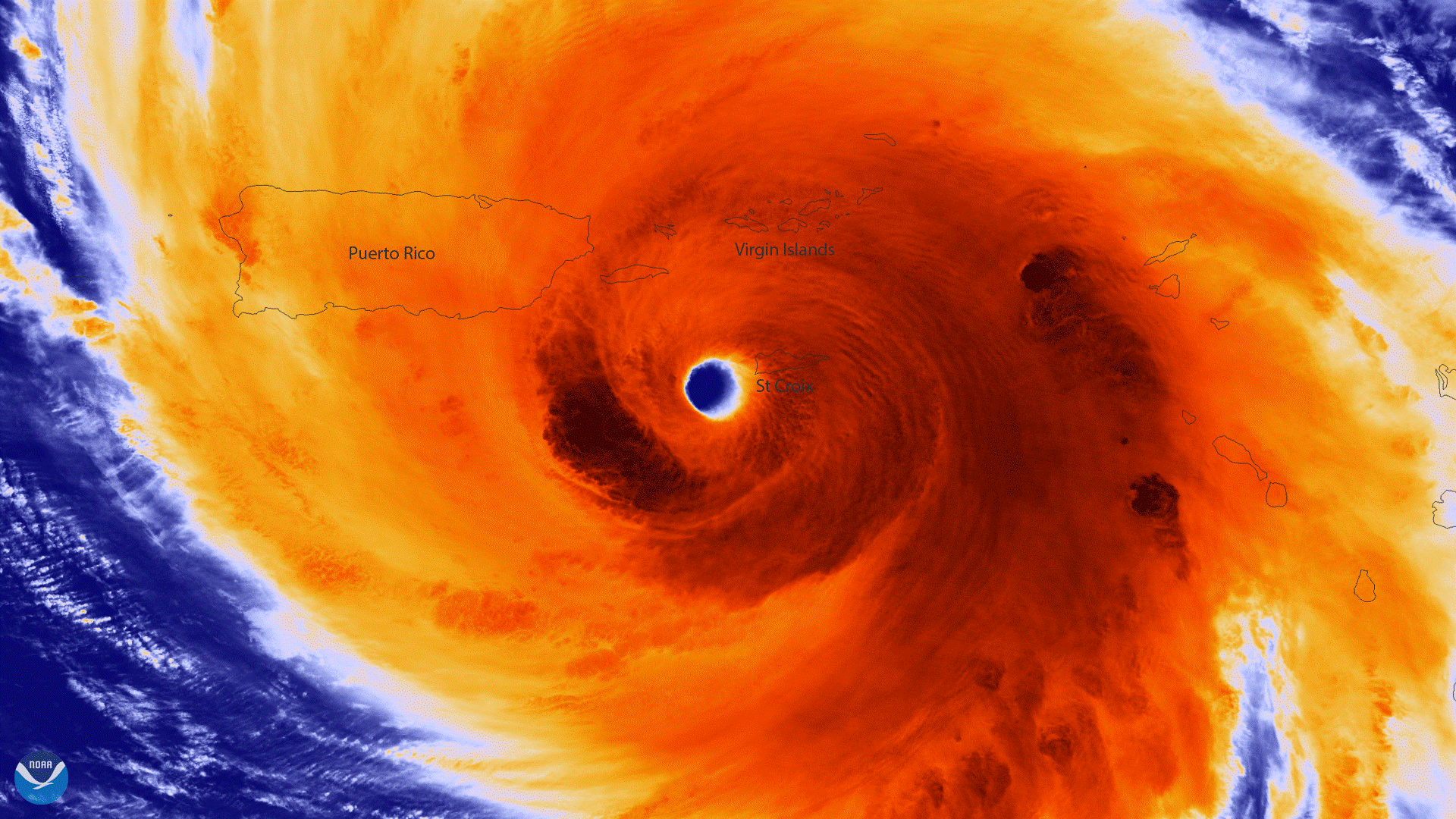Radar depiction of Hurricane Maria over Puerto Rico