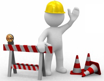 Website down graphic of construction workers