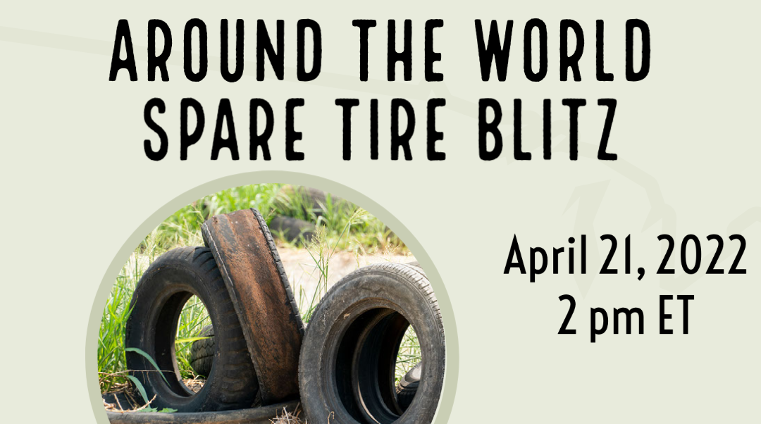 The GLOBE Mission Mosquito 21 April webinar shareable, showing a photo of discarded tires
