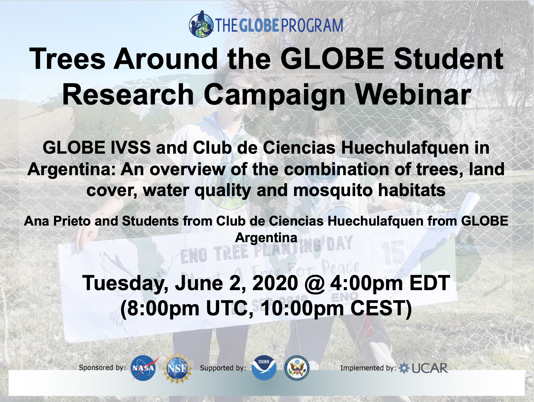 Trees Around the GLOBE Student Research Campaign webinar 02 June shareable