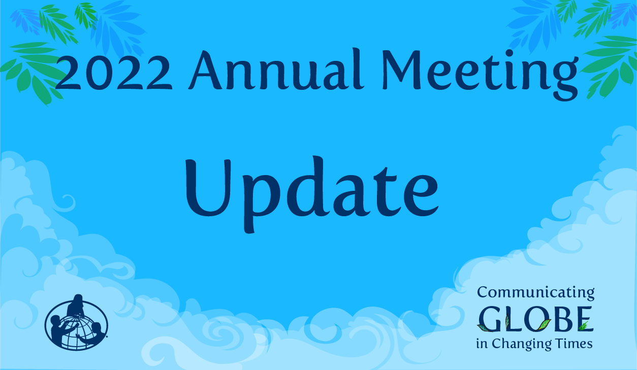 2022 Annual Meeting Update shareable, which shows clouds and leaves touching the sky