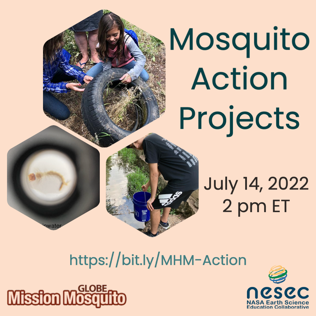GLOBE Mission Mosquito 14 July webinar shareable, showing the time and date of the event