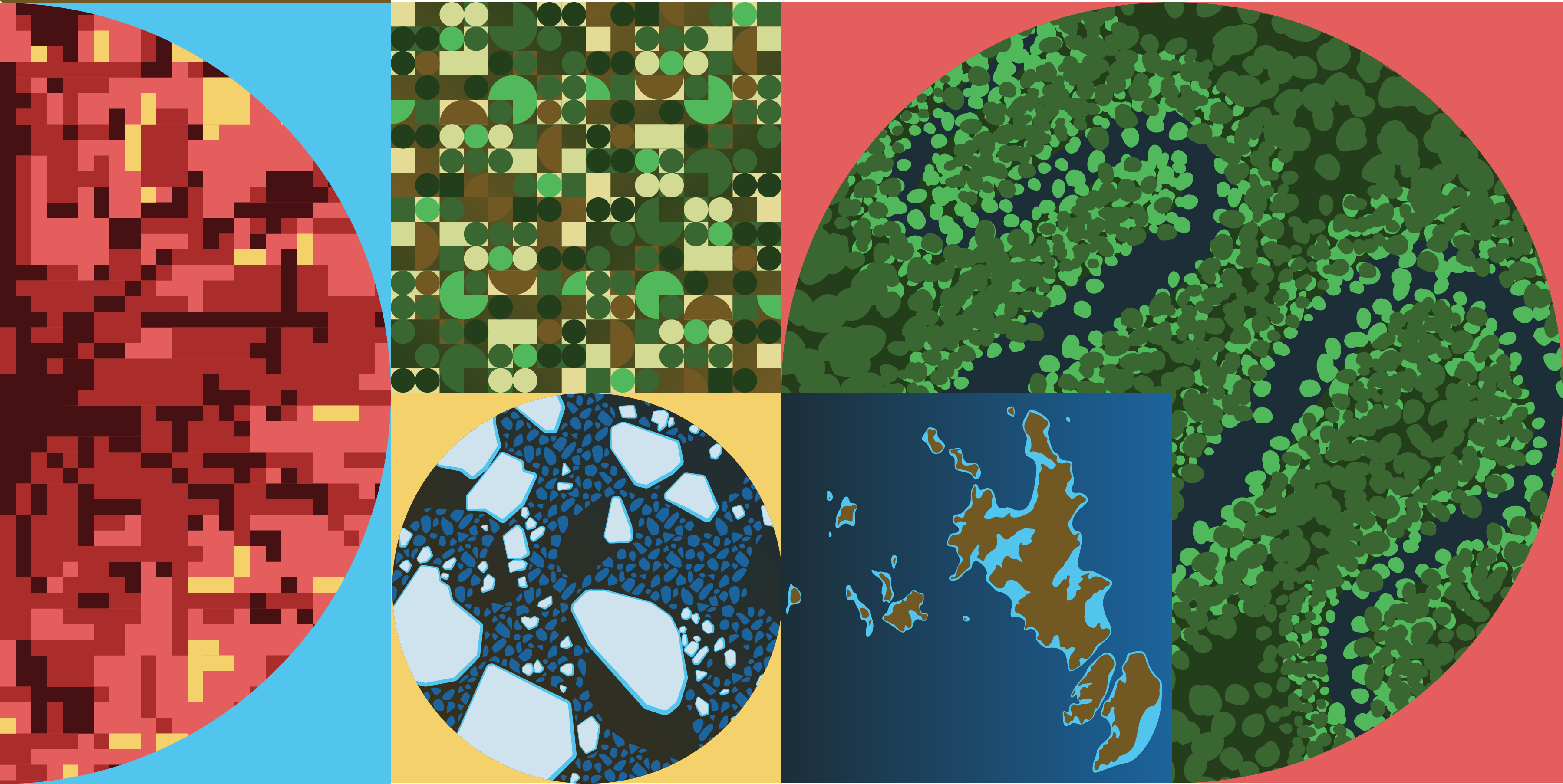A graphic of a variety of land cover visualizations