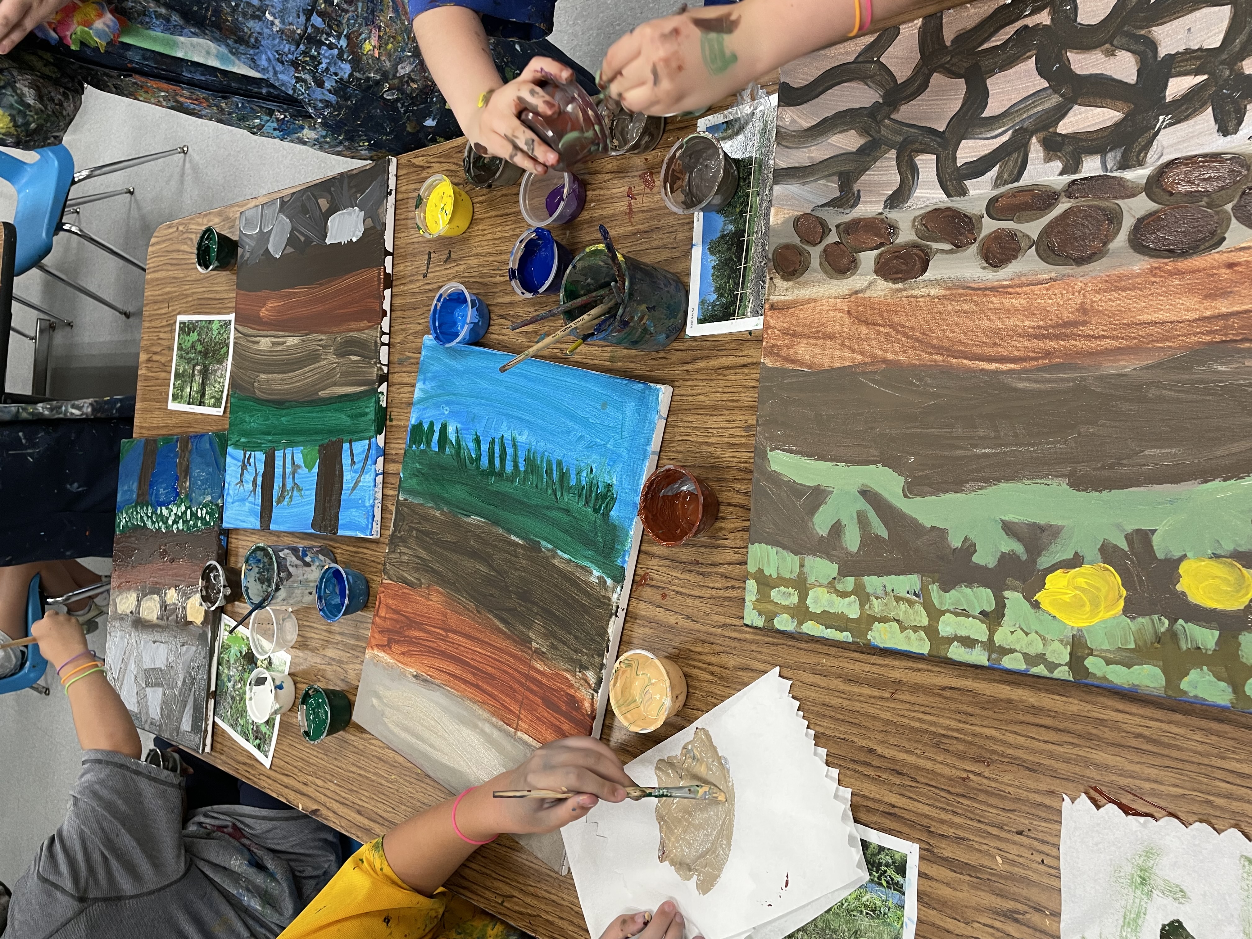Students paint soil profiles in art class